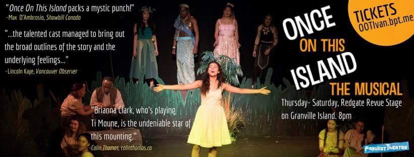 Brianna Clark featured with quotes about her and the play 'Once on This Island'.